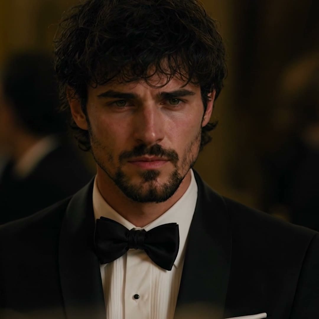 A man in a tuxedo at a winter gala
